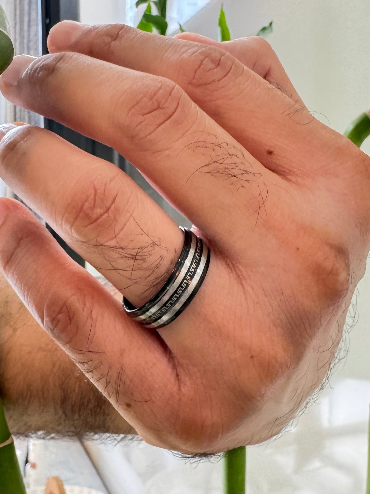 Black and silver men’s ring