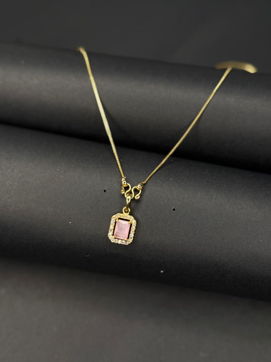 Pink pendant necklace with chain