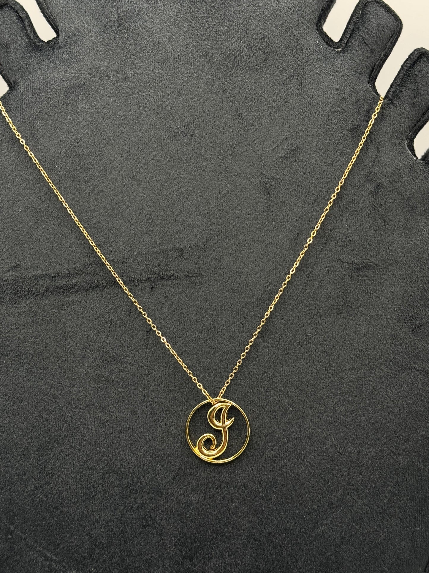 Gold Initial 'J' Circle Necklace