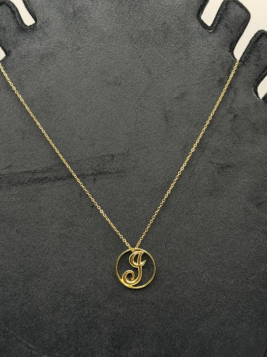 Gold Initial 'J' Circle Necklace