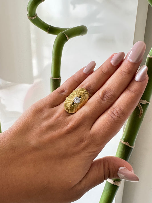 Solitaire Sparkle on Gold Anti Tarnish Ring