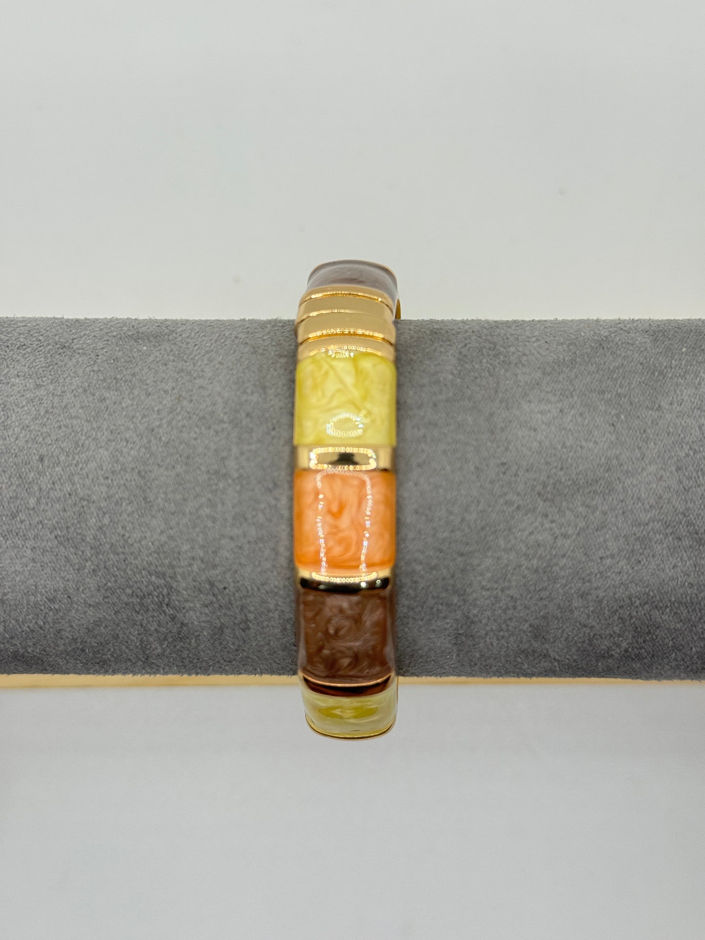 Bangle with Red, Orange, and Brown Rectangular Sections