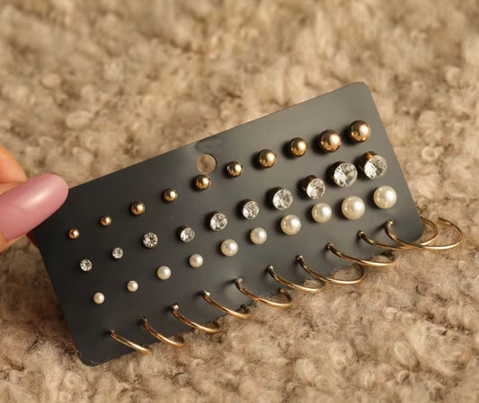 20 pair earrings set golden