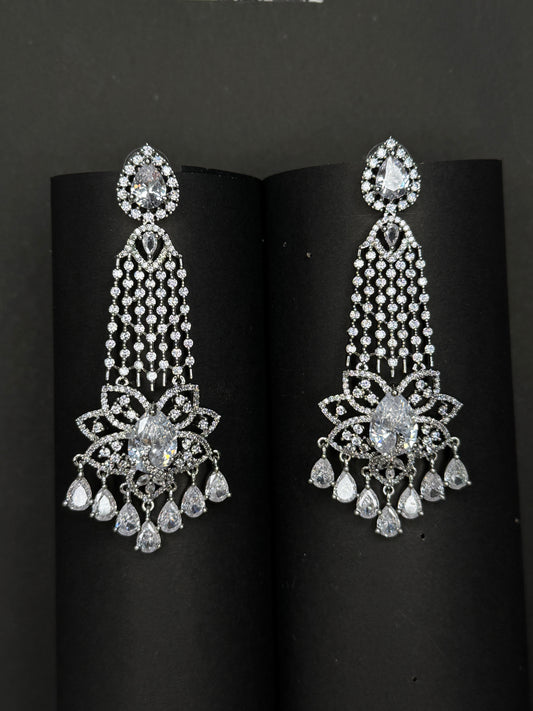 Long american diamond earrings