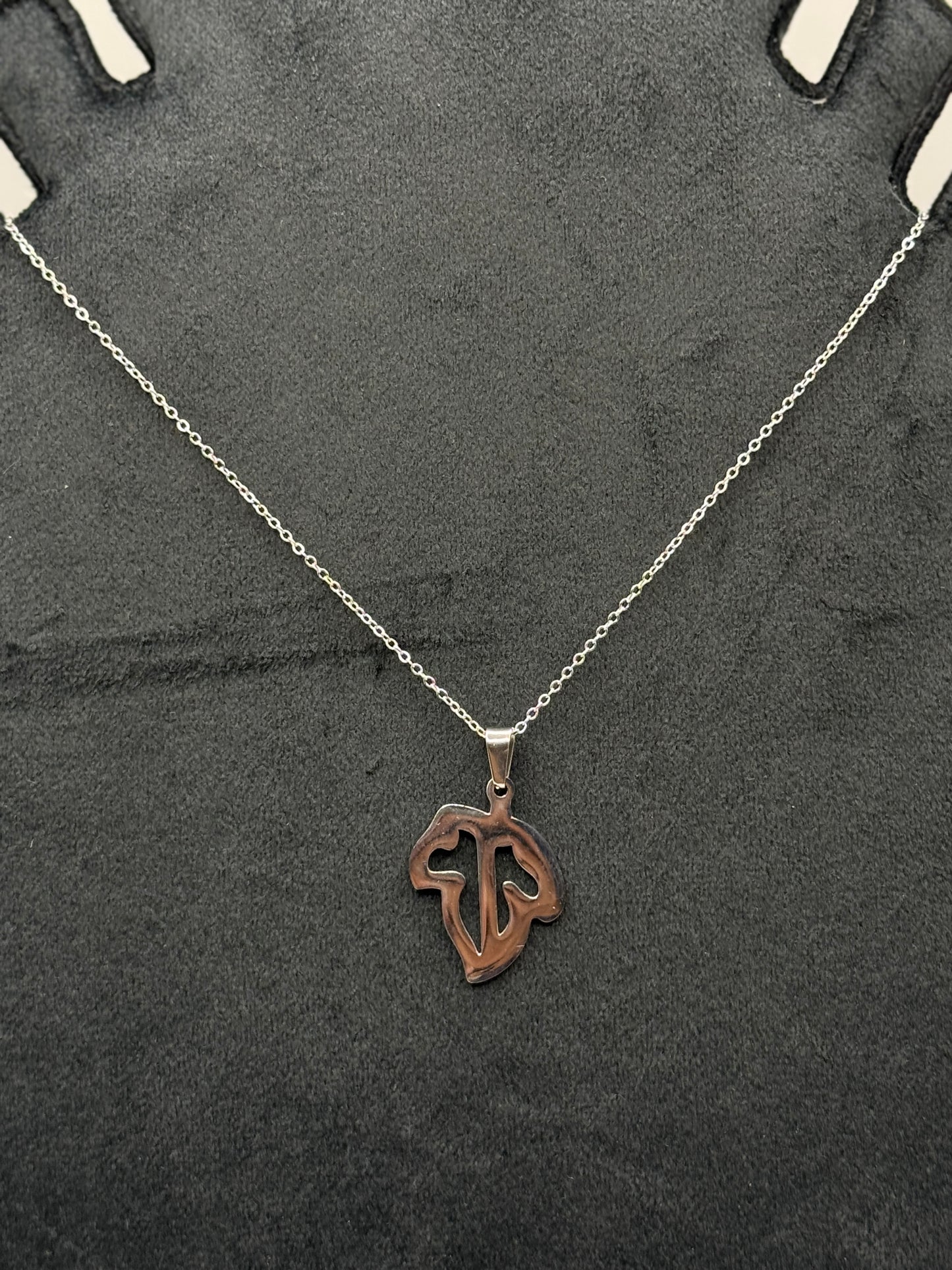 Silver Abstract Leaf Pendant Necklace for men and women both