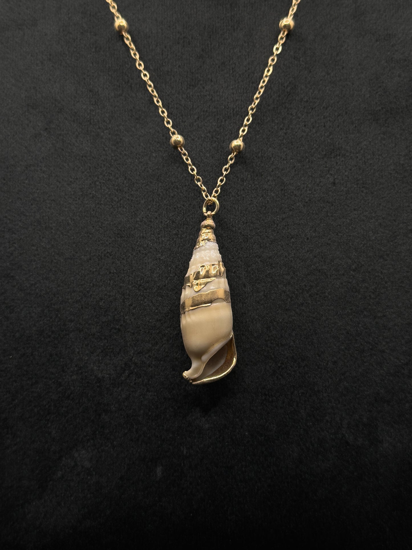 Elegant Gold-Tone Spiral Seashell Necklace