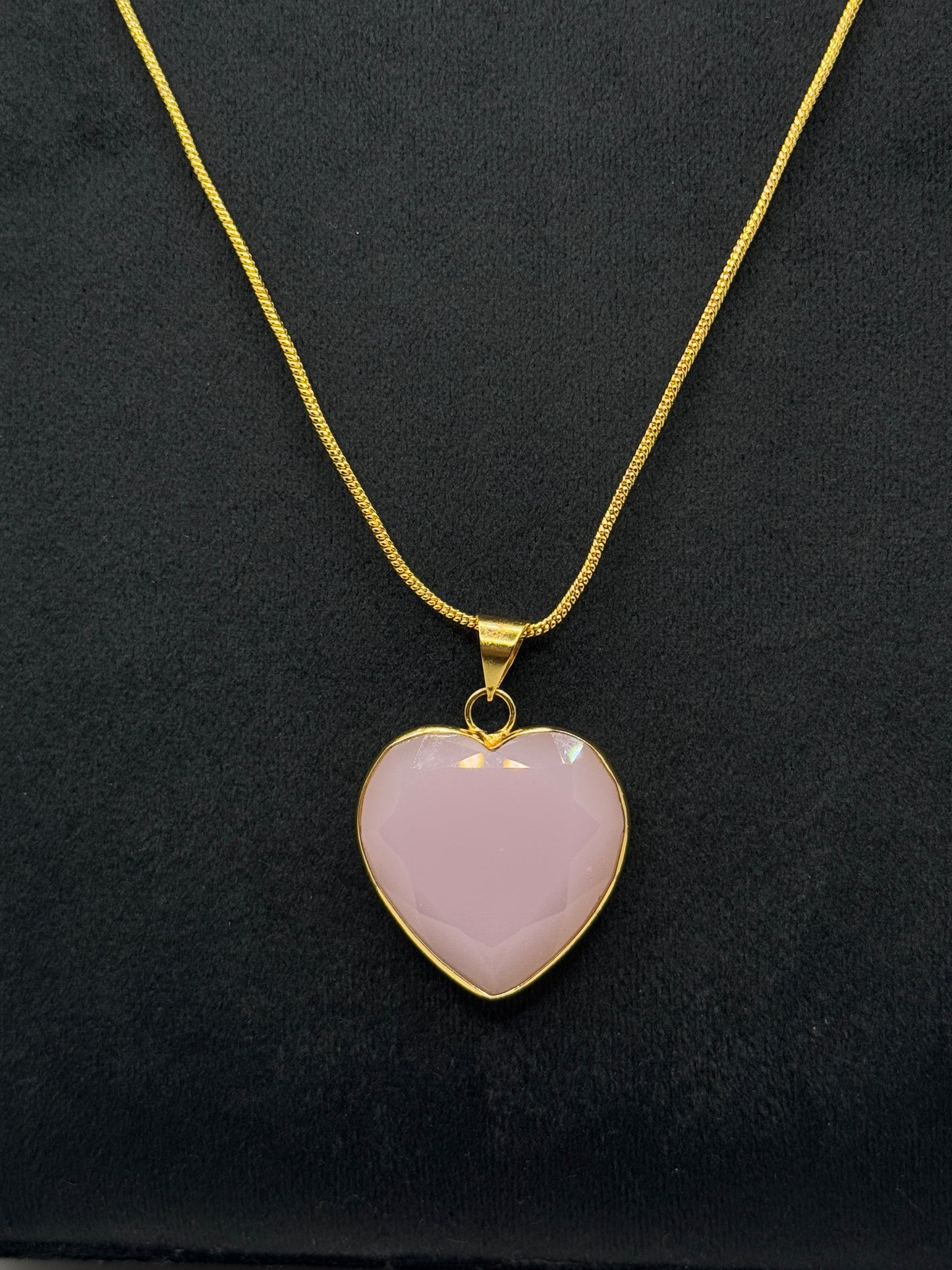 Blush Heart Charm Stone Necklace