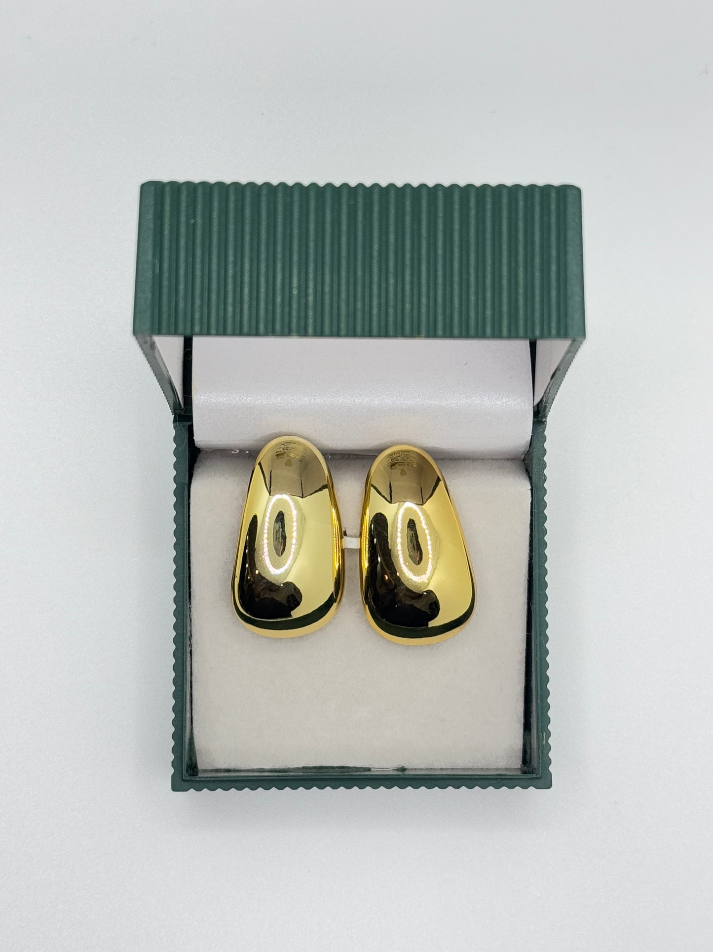 Polished Gold Domed Teardrop Earrings in Gift Box