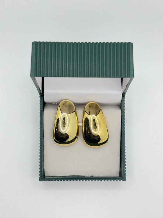 Polished Gold Domed Teardrop Earrings in Gift Box