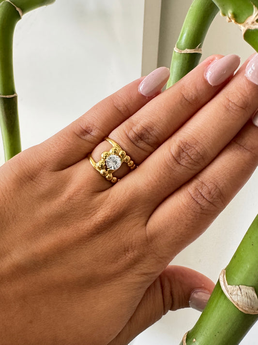 Solitaire Sparkle on Gold Anti Tarnish Ring