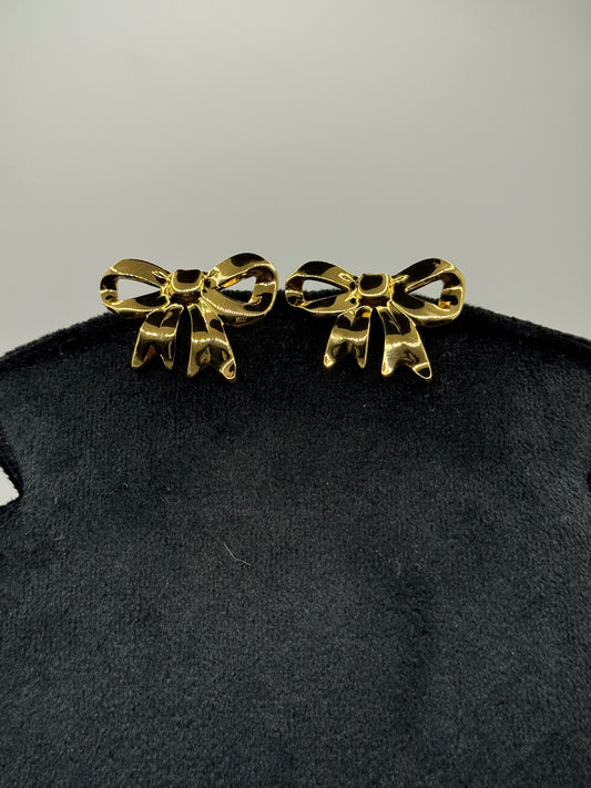 Gold Bow-Shaped Stud Earrings
