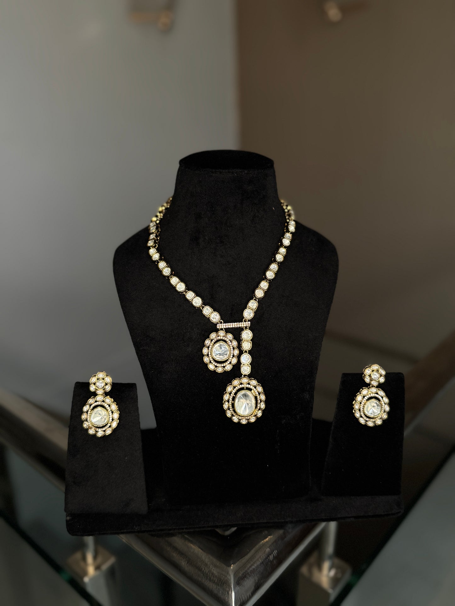 Contemporary Moissanite Drop Necklace Set