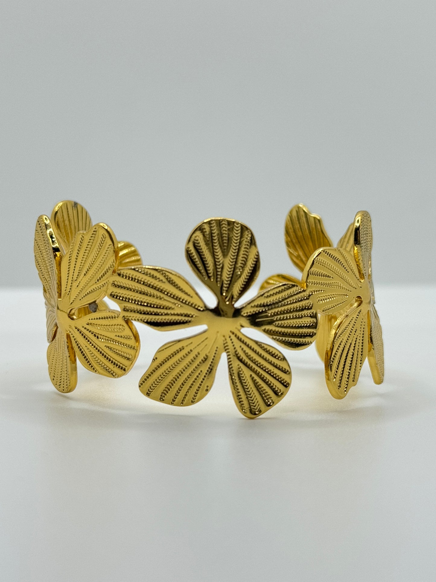 Floral Motif Gold Cuff Bracelet