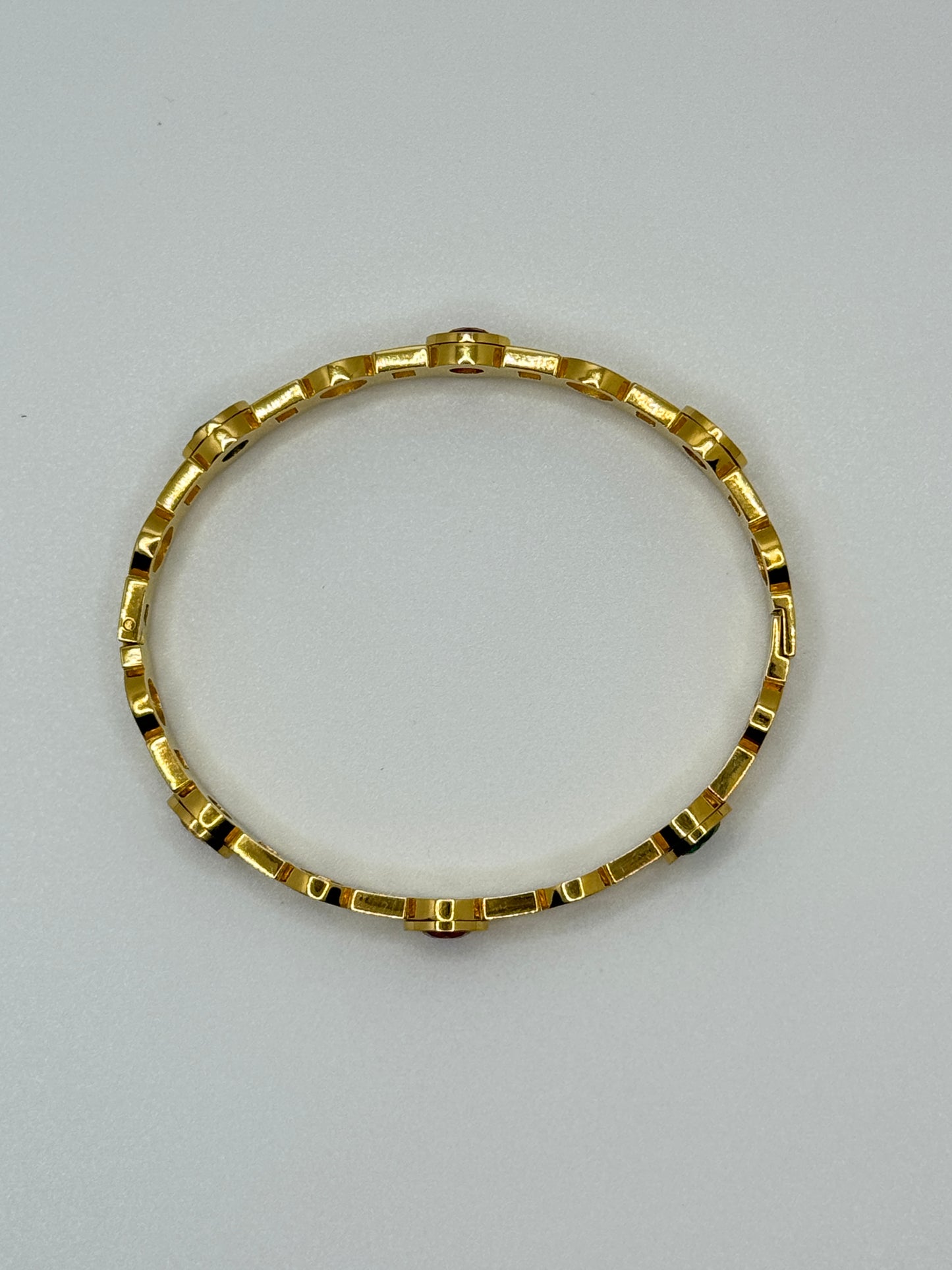 Gold Openwork Bangle with Colorful Round Stones