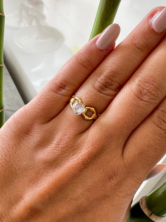 Solitaire Sparkle on Gold Anti Tarnish Ring