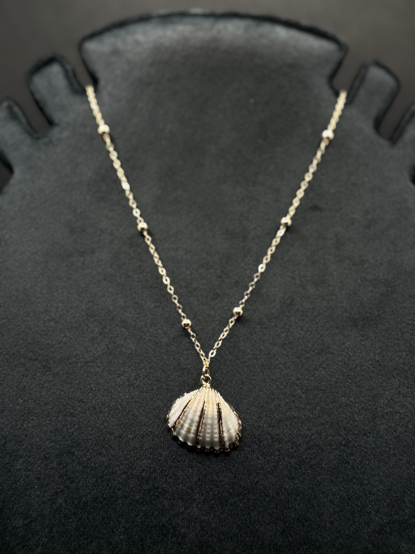 Chic Gold-Tone Seashell Pendant Necklace
