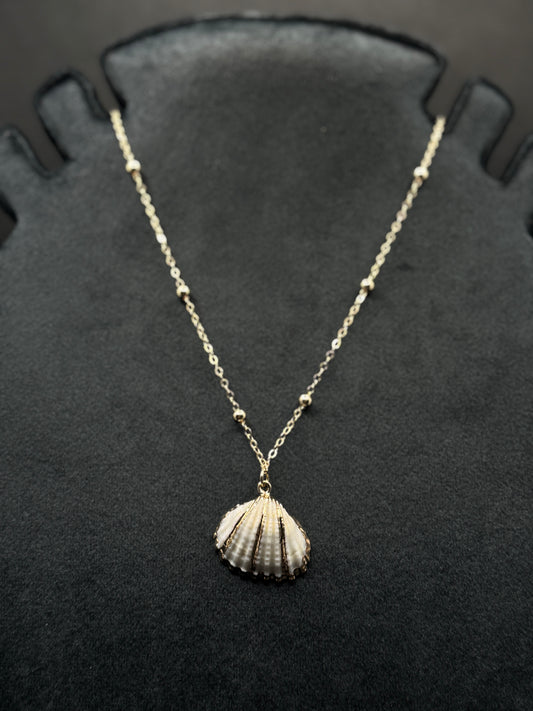 Chic Gold-Tone Seashell Pendant Necklace