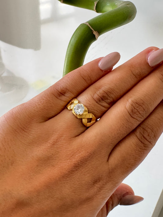 Solitaire Sparkle on Gold Anti Tarnish Ring