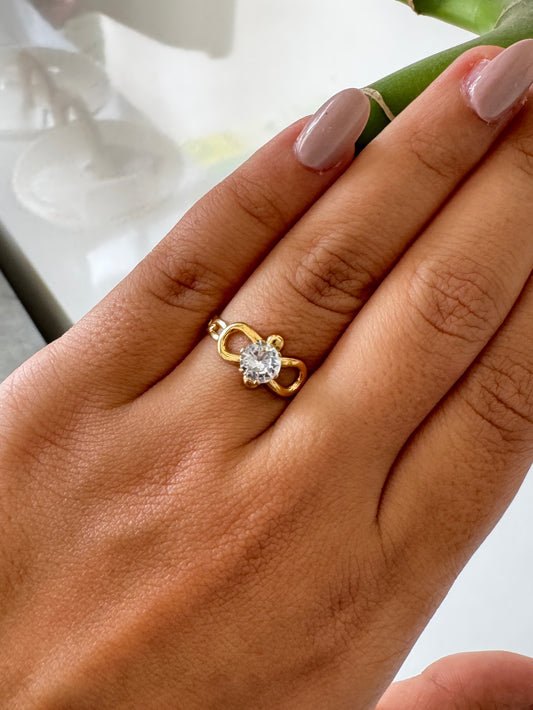 Solitaire Sparkle on Gold Anti Tarnish Ring