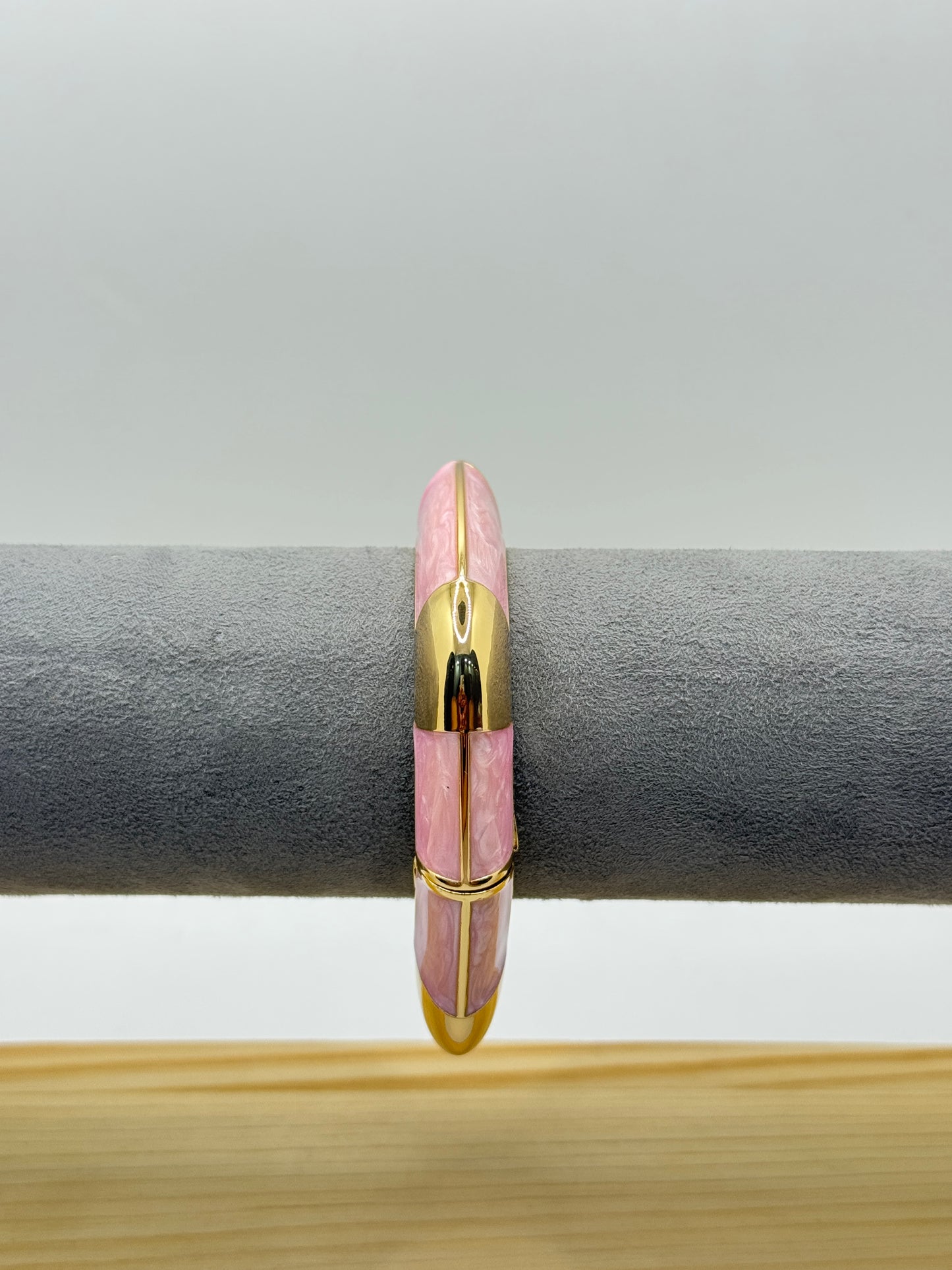 Pink and Gold Bangle with a Marble-like Finish