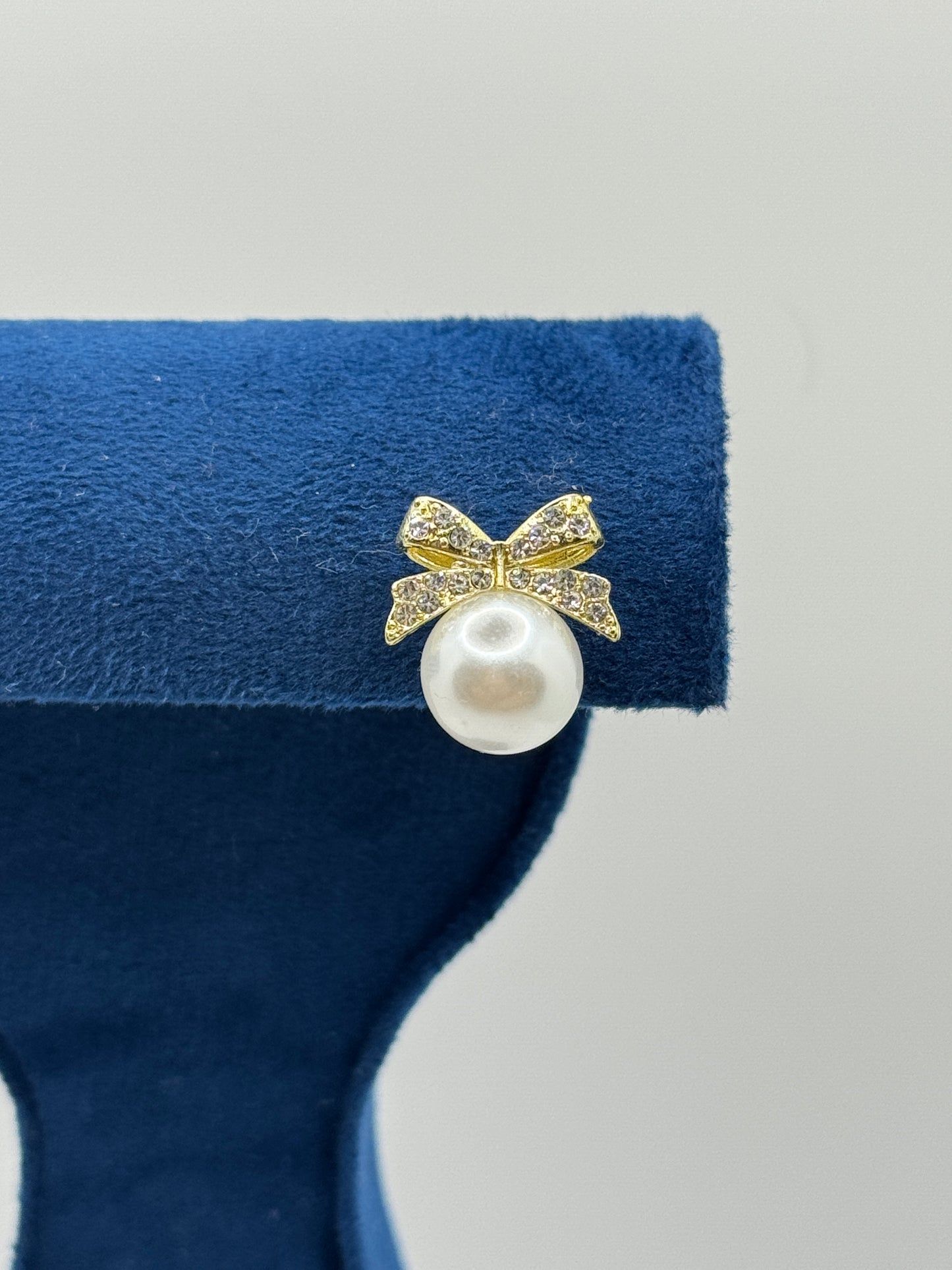 Bow and Pearl Stud Earrings