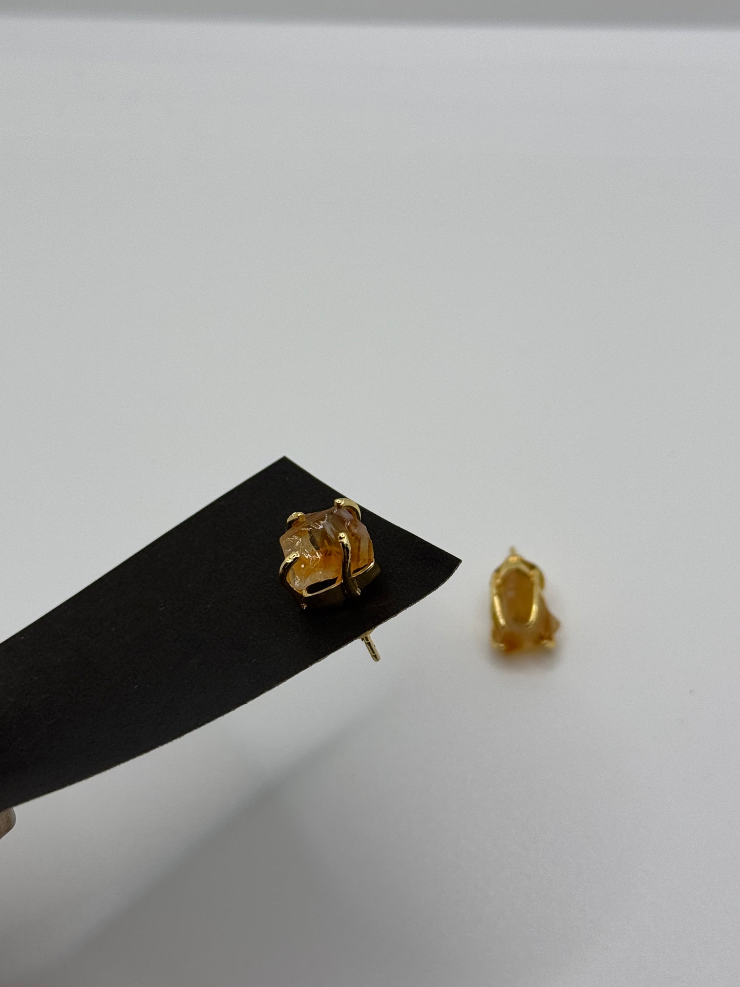 Raw Golden Healer Quartz Gold Stud Earrings