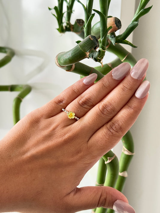 Korean anti tarnish ring in flower design