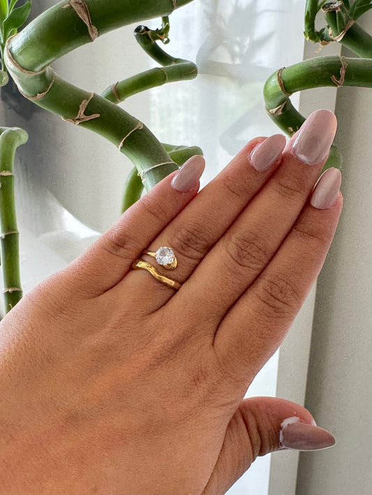Solitaire Sparkle on Gold Anti Tarnish Ring