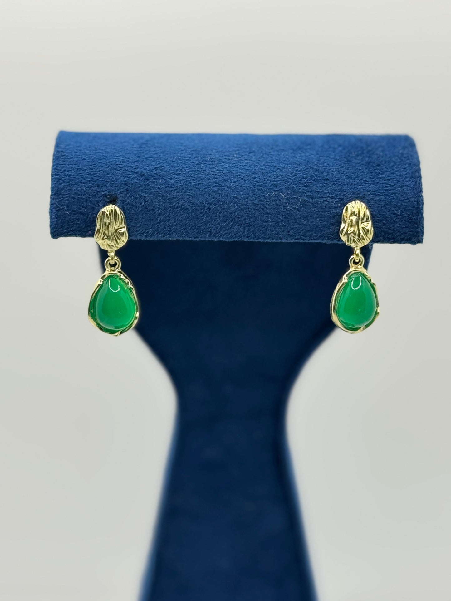 Textured Gold & Teardrop Gemstone Earrings