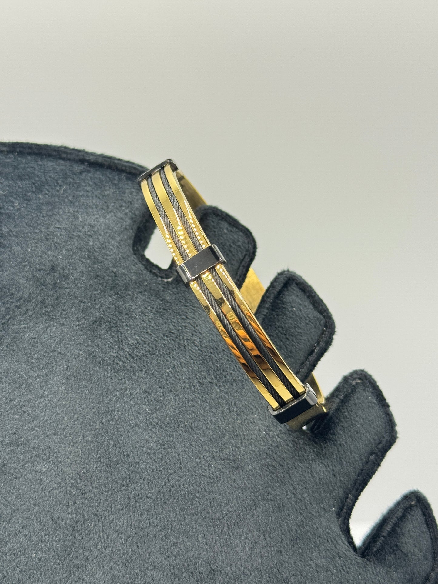 Gold and Black Striped Men Bracelet