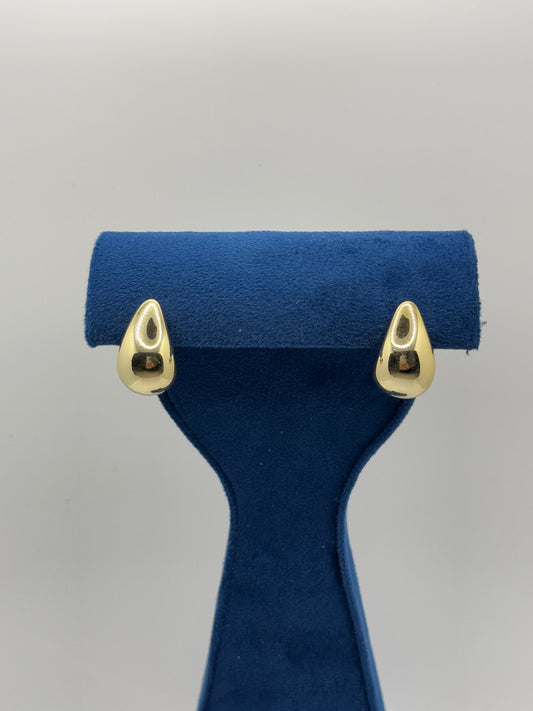 Gold Tone Sleek Teardrop Stud Earrings