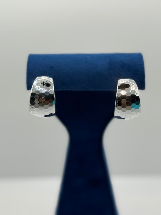 Hammered Silver Hoop Earrings