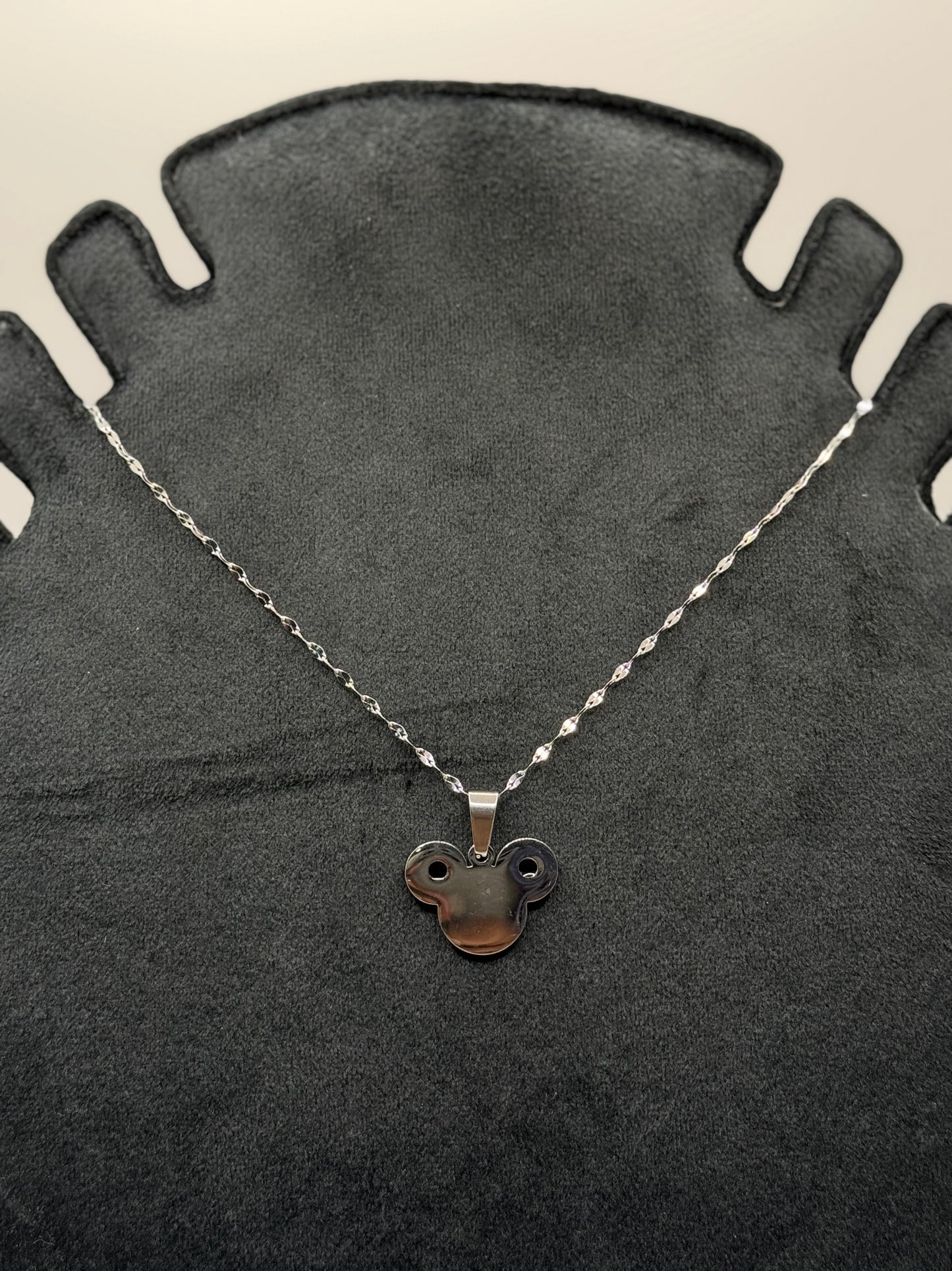 Polished Silver Mickey Mouse Head Necklace for men and women both