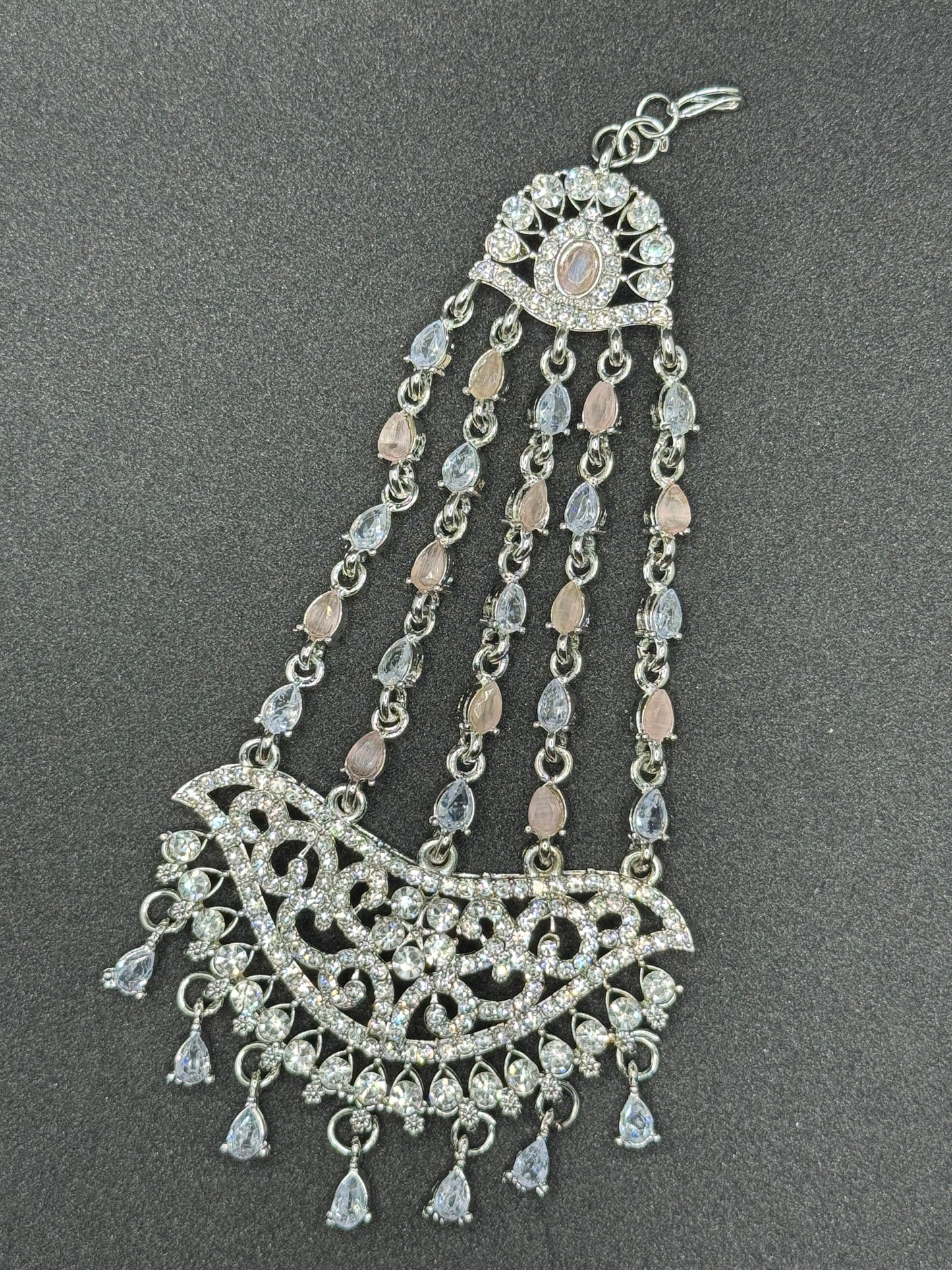 Elegant Silver-Toned Kundan Passa/Jhoomar