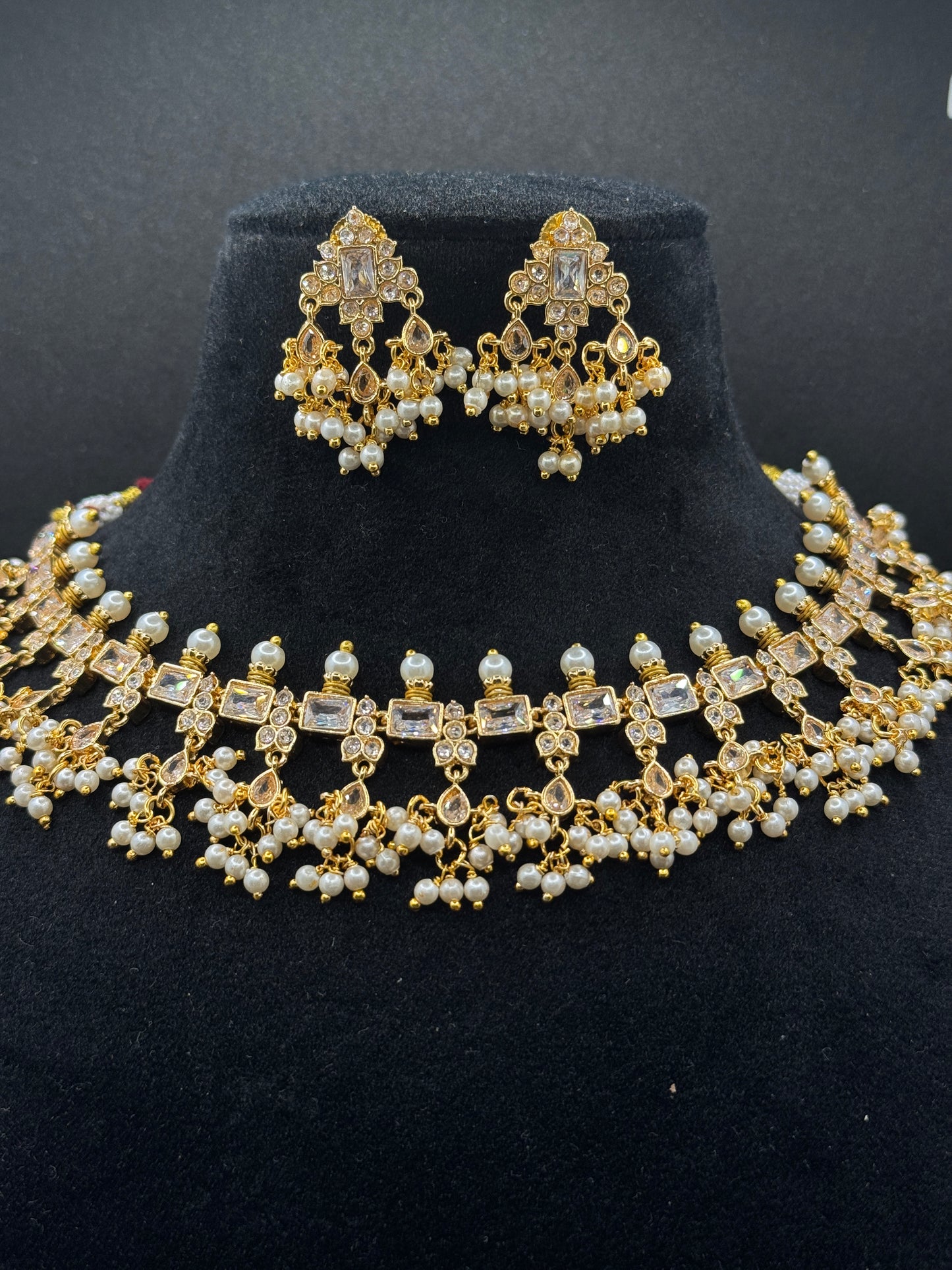 Pearl & Kundan Gold Plated Necklace Set