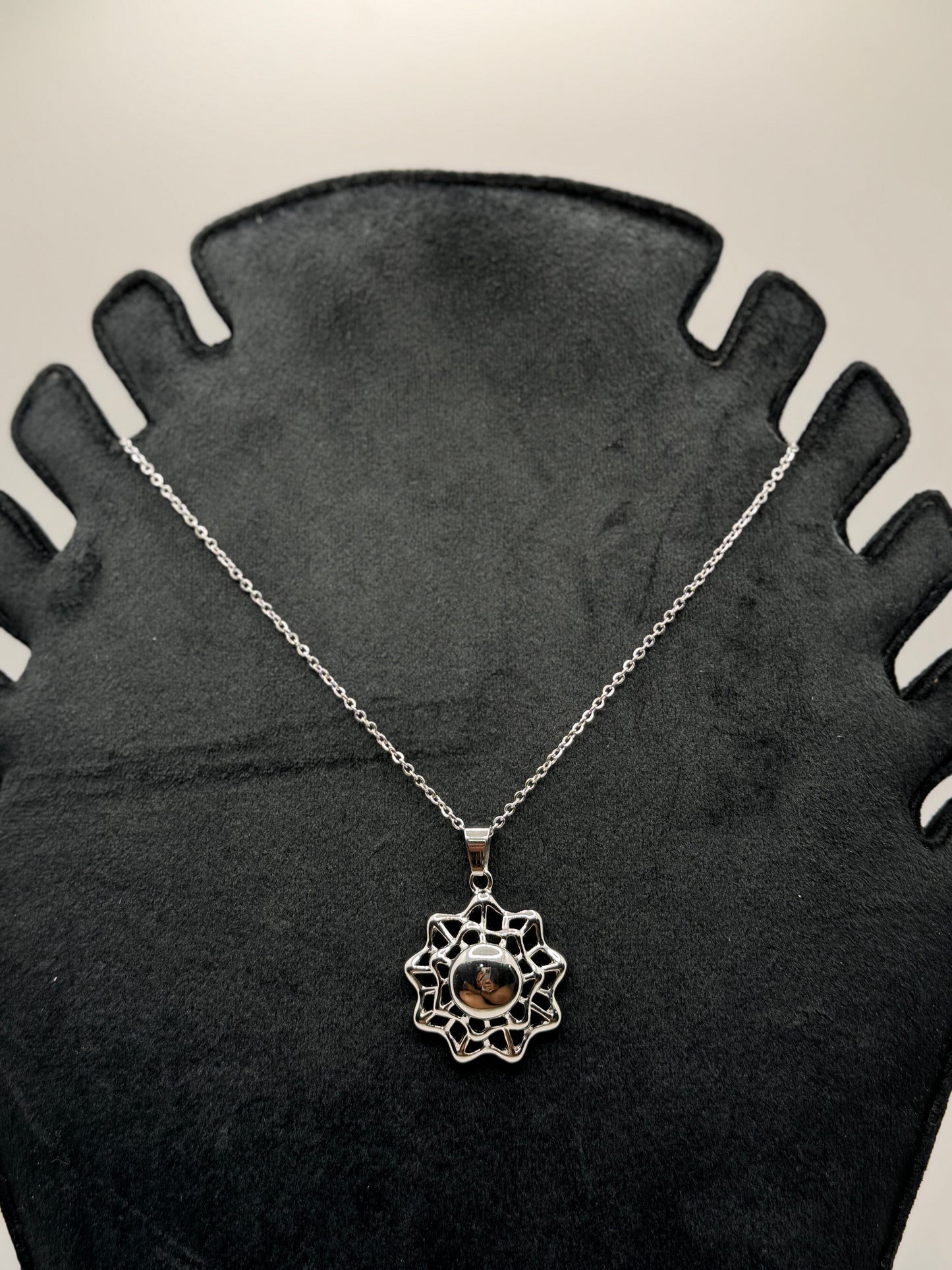 Silver Compass Star Pendant Necklace for men