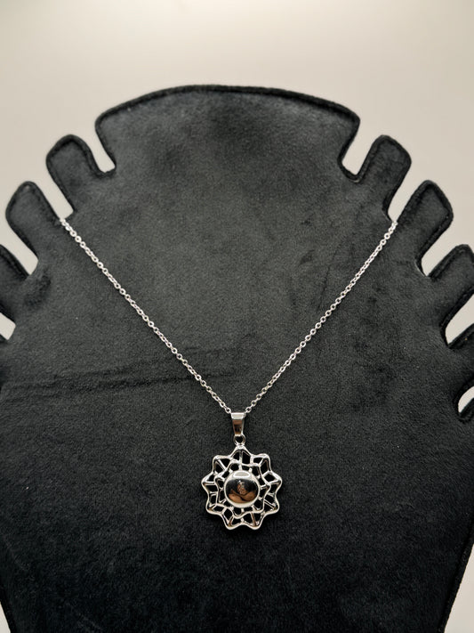 Silver Compass Star Pendant Necklace for men