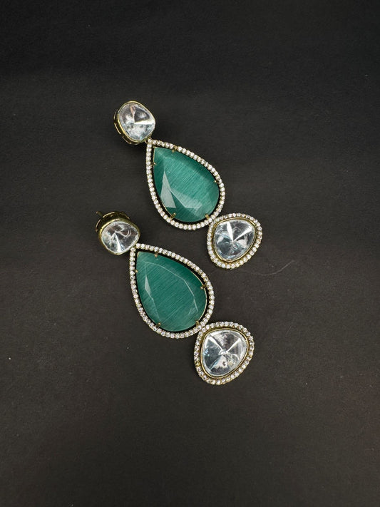 Polki and moissanite drop earrings