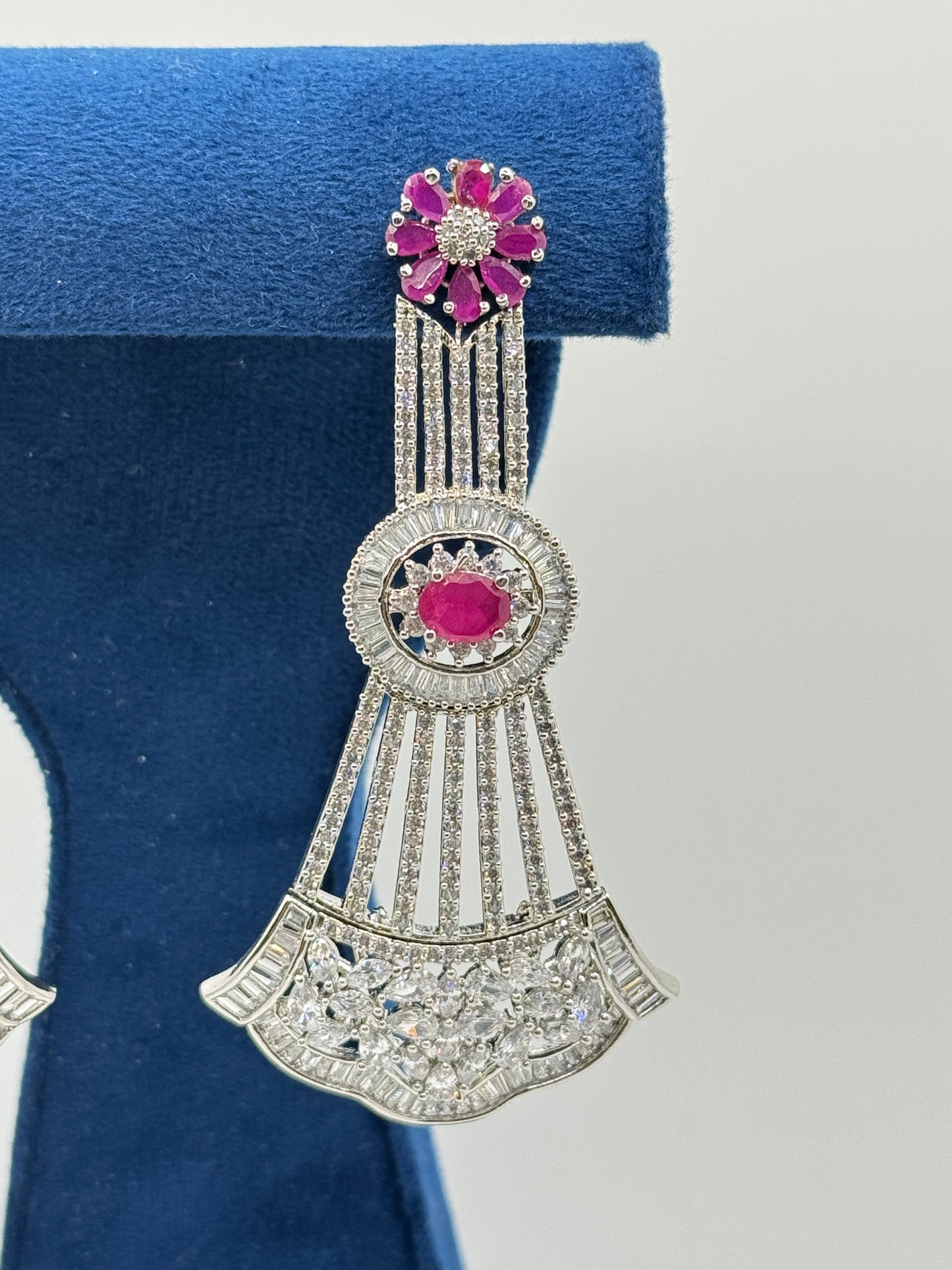 Dazzling Art Deco Inspired Ruby & Diamond Drop Earrings