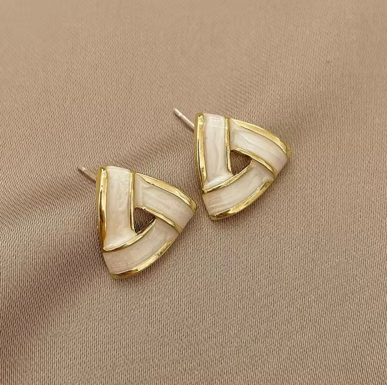 Geometric White Stud Earrings