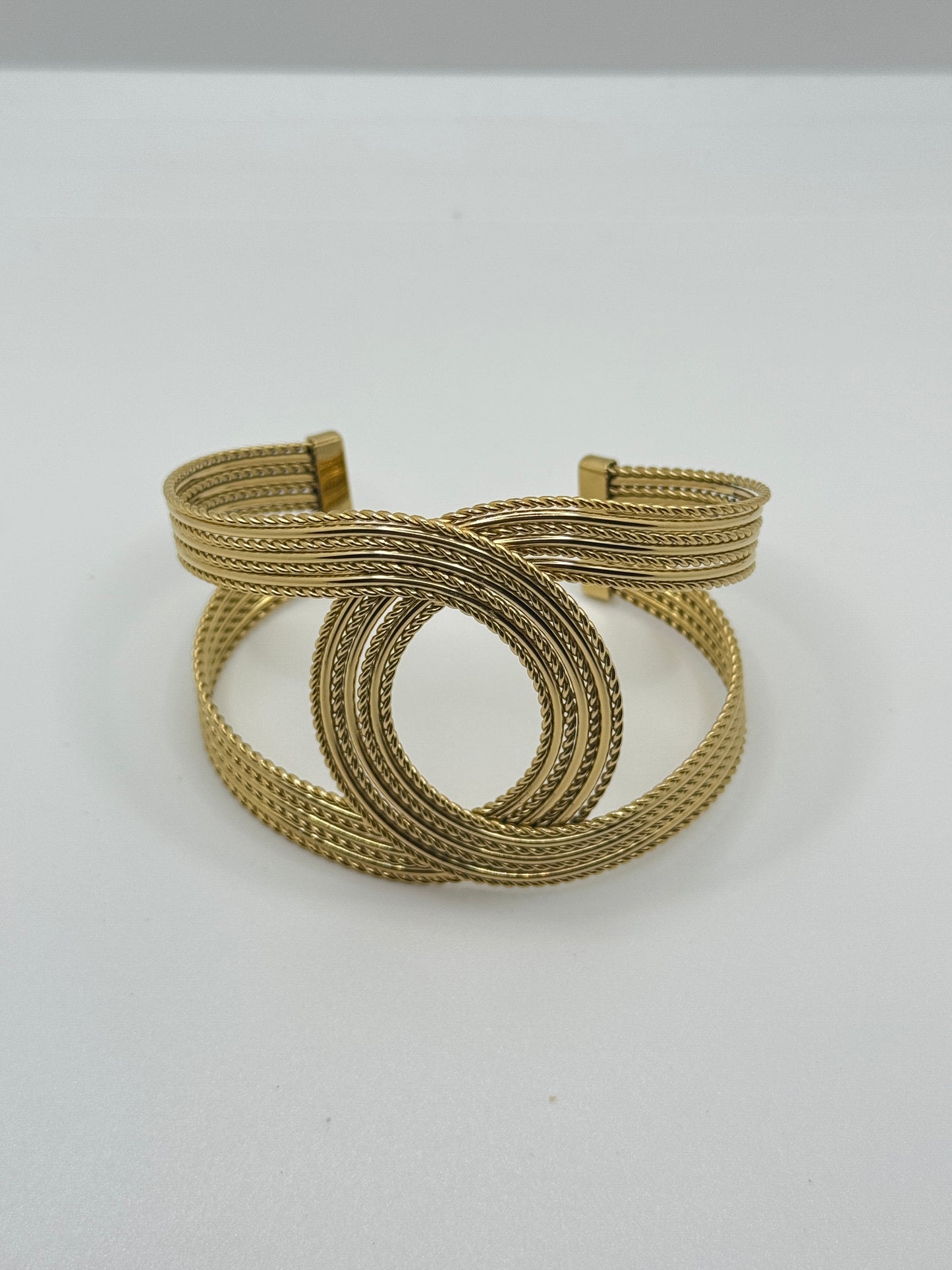 Intertwined Gold Braided Cuff Bracelet