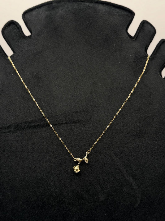 Delicate Gold Rosebud Pendant Necklace