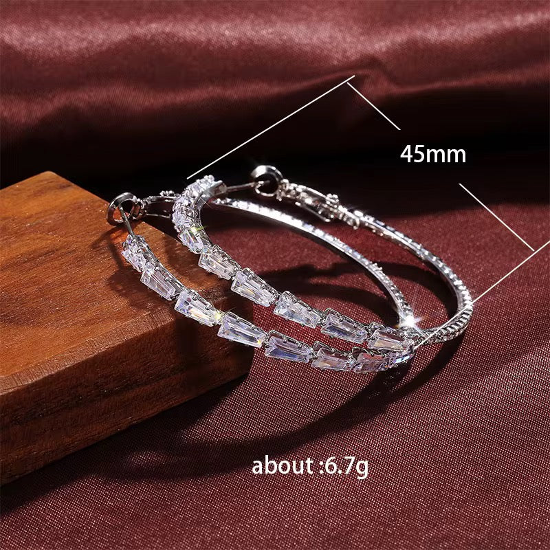Sparkling Baguette-Cut Hoop Earrings