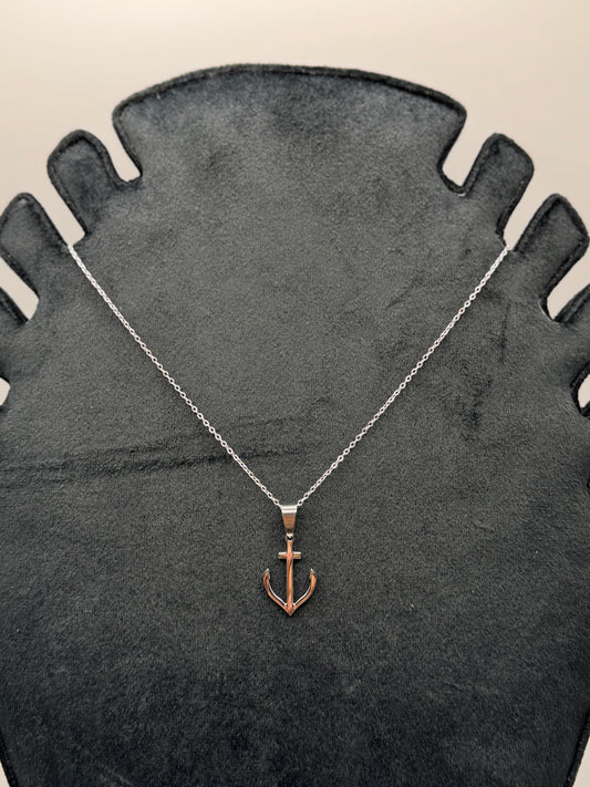 Silver Anchor Pendant Necklace for men