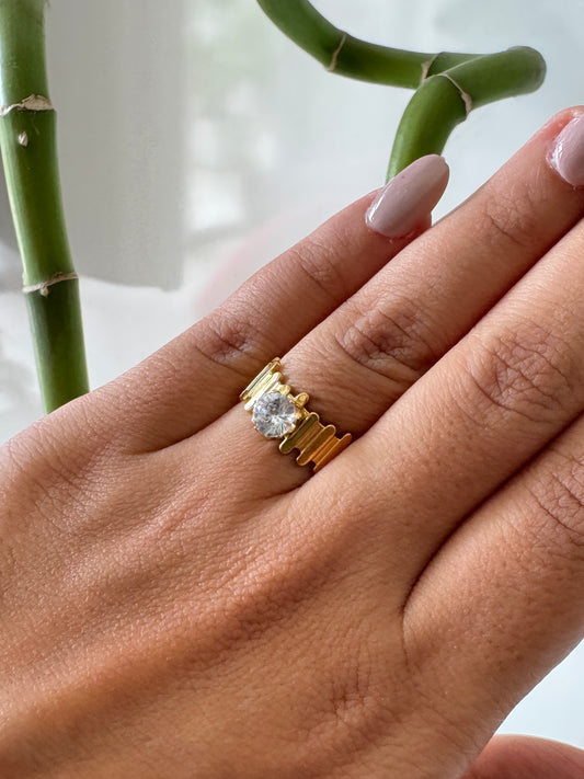 Solitaire Sparkle on Gold Anti Tarnish Ring