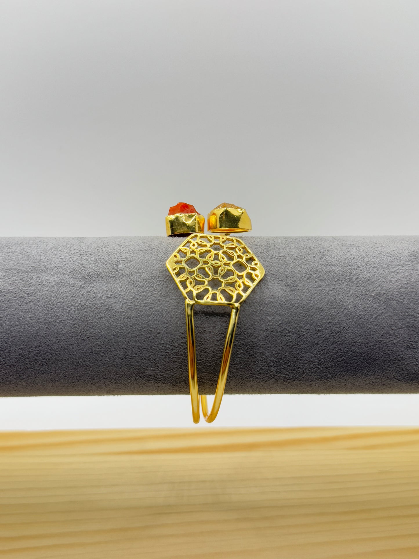Dual Aura Stone Hex Cuff Bracelet