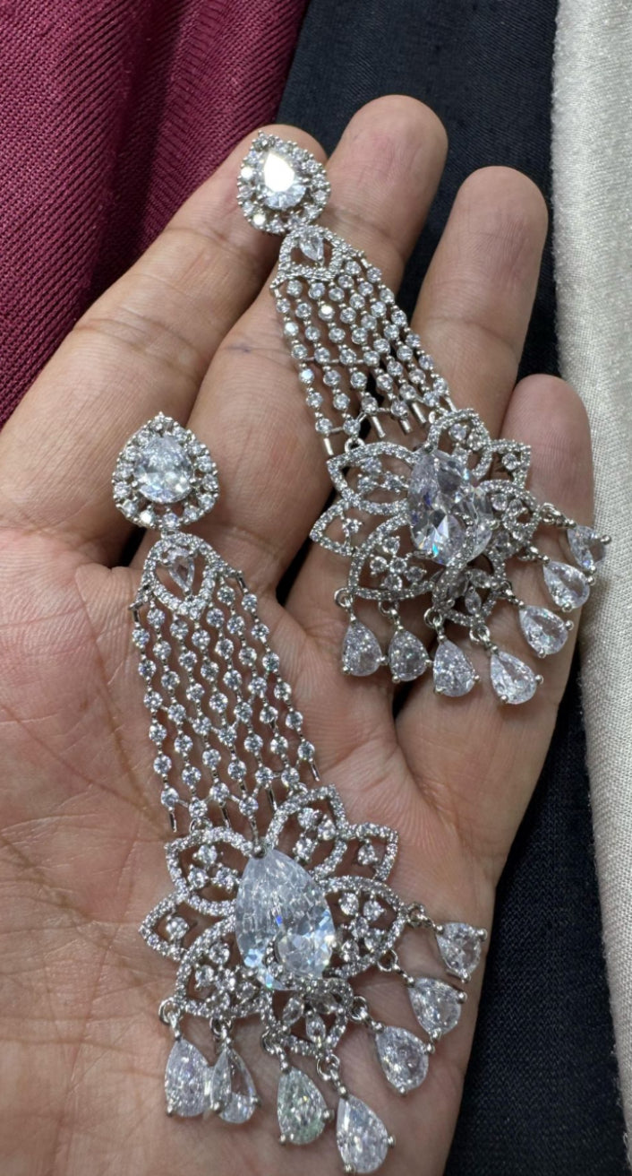 Long american diamond earrings