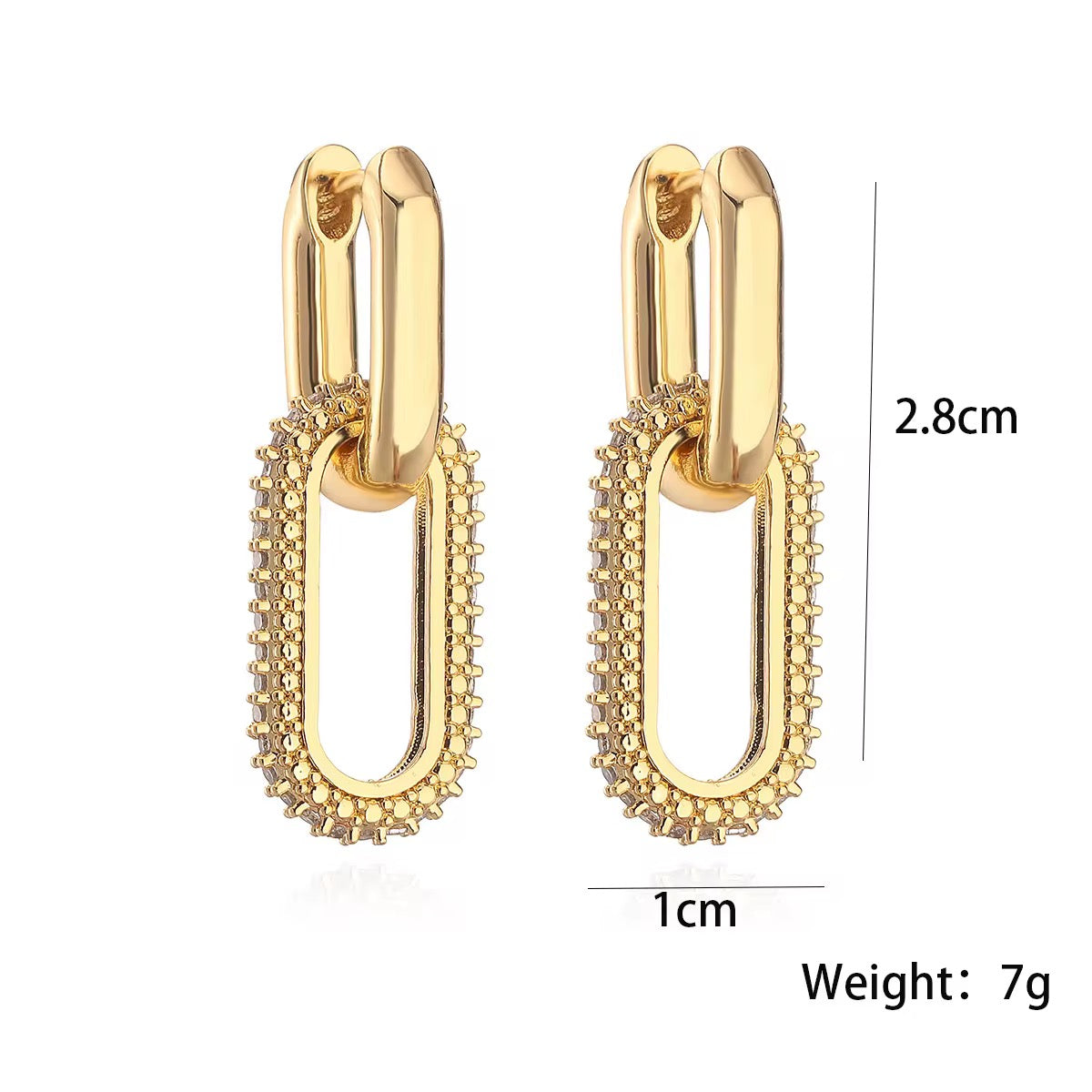 A stylish pair of chunky two interlocking chain earrings
