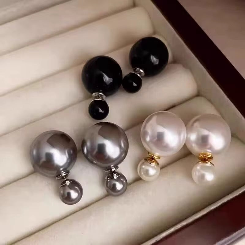 Versatile high end double sided pearl earrings