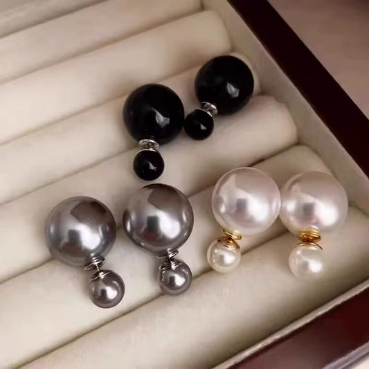 Versatile high end double sided pearl earrings